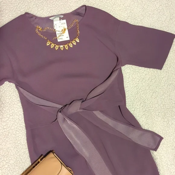 Lavender, Purple short-sleeved casual/formal, summer/fall wedding guest dress - Picture 5 of 11